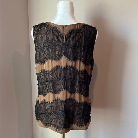 Talbots Elegant Sleeveless Cami Tank Top Black Lace Overlay Appliqué size 8 - Picture 3 of 6